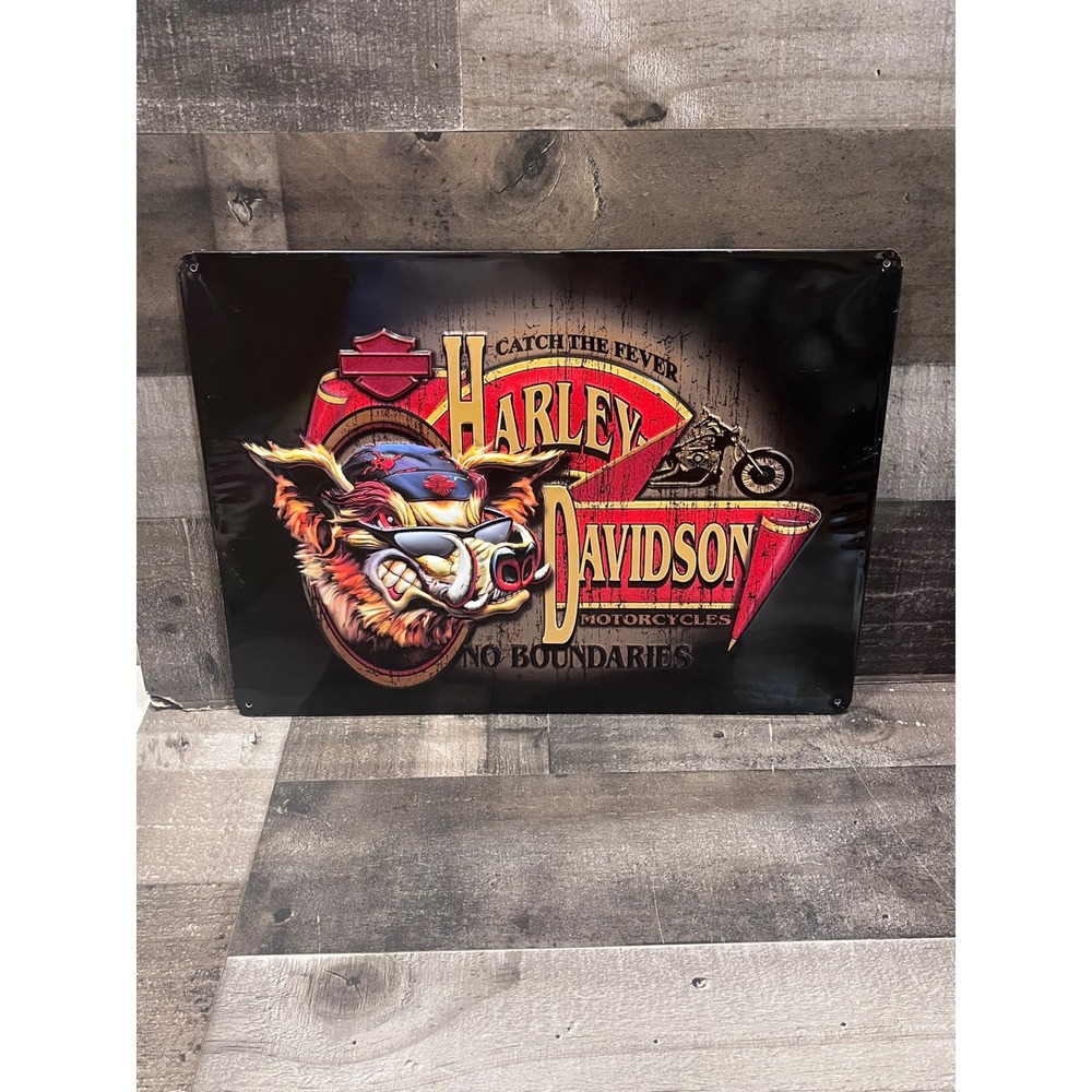 Harley Davidson No Boundaries Hog Tin Sign Ande Rooney Embossed 2010